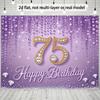 Элегантный фон для 75-летия, Гламурный фиолетовый дизайн с номером 75, инкрустированным бриллиантами, и блестками, Праздничный декор стены для юбилейной вечеринки