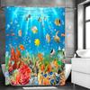 Подводный мир Маленькие рыбки Кораллы Занавеска для душа, Декоративная занавеска для душа для ванной, Водонепроницаемая занавеска для душа с крючками