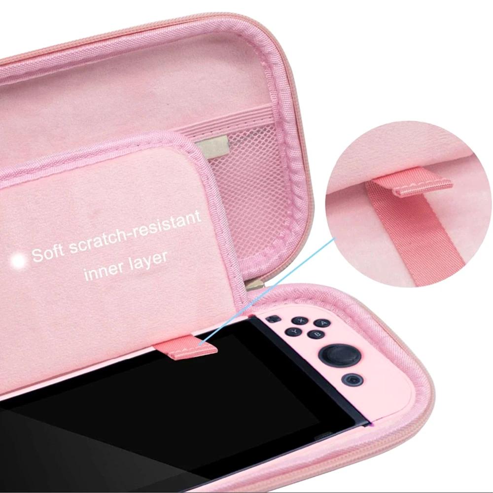 Розовый цвет Сакуры ПУ Оболочка Портативная Сумка для переноски для Switch OLED ПУ Водонепроницаемый Чехол-кошелек Хранение Дорожный Чехол-коробка для Switch