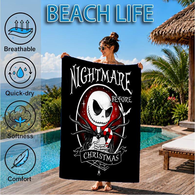 Skull Jack Artwork Printed Microfiber Beach Towel, Soft And Absorbent, Quick-Dry, Ideal for Summer Travel, Beach Essential, Swimming Pool