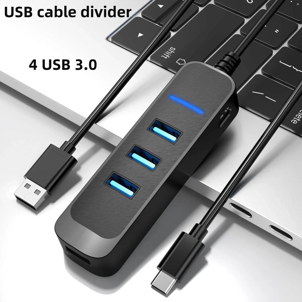 4 Ports USB 3.0 Hub With Power Adapter Multi USB Splitter Hub For Computer Accessories Multiple Expander USB2.0 Type C HUB
