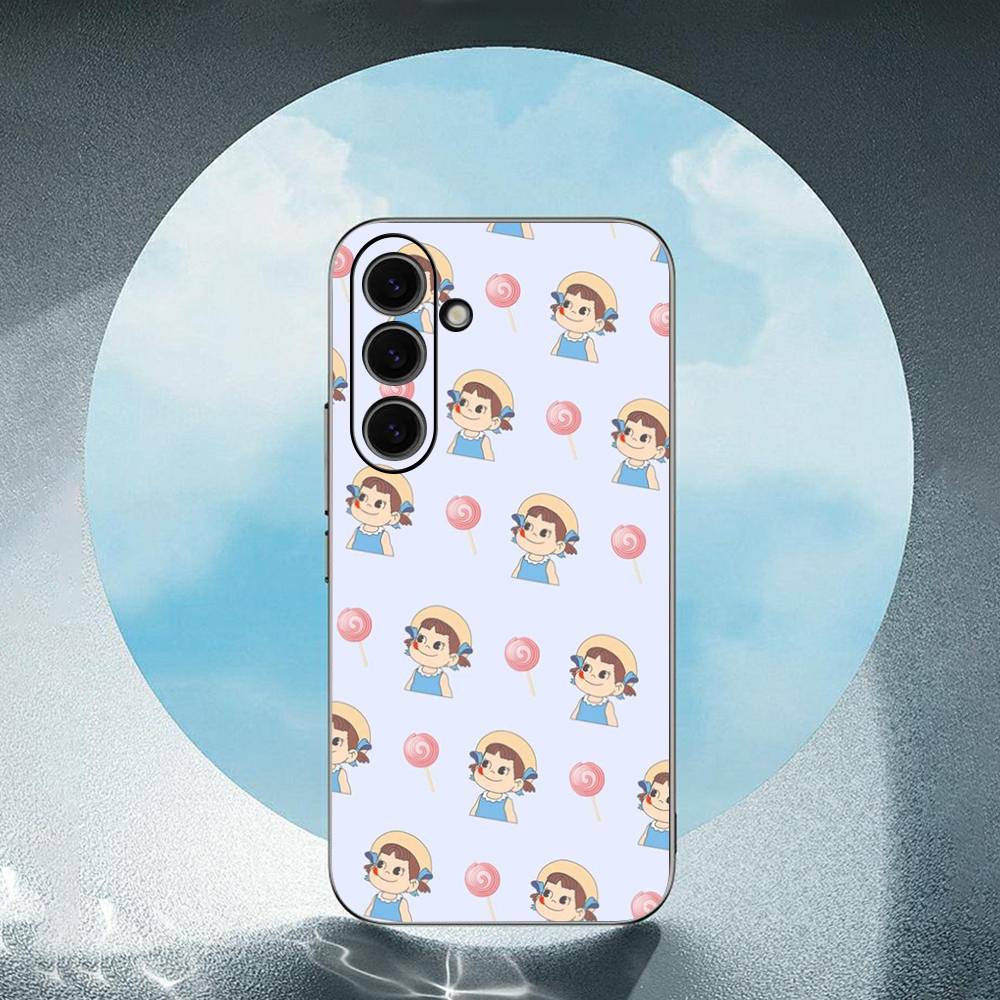 Cartoon Fujiya Peko Milky Girl Boy For Samsung Galaxy S23 S24 S25 Ultra S22 Plus S21 Black Soft Case Waterproof Soft Case