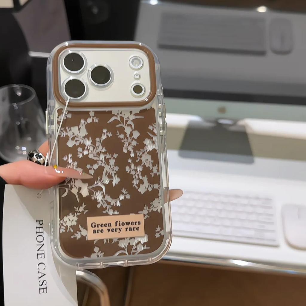 Retro hollow leaves are suitable for Apple 17promax puff feather yarn mobile phone case IP16 fine holes 15 anti-drop 14 women