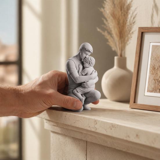 3D-печатные статуэтки отца и сына, обнимающиеся, Матовая белая настольная декорация для дома, Сентиментальный подарок папе от сына на День отца,