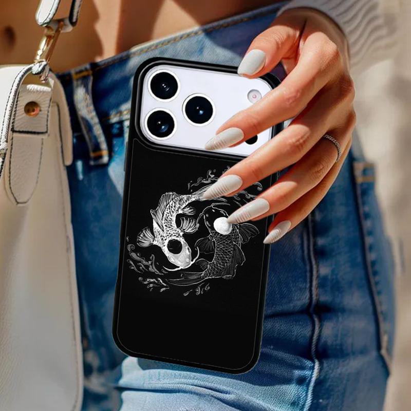 Чехол для телефона 'Инь Ян' с рыбками Кои для iPhone 17 Air 14 15 13 12 Max Чехол для Apple 16e 11 Pro Max Plus Coque