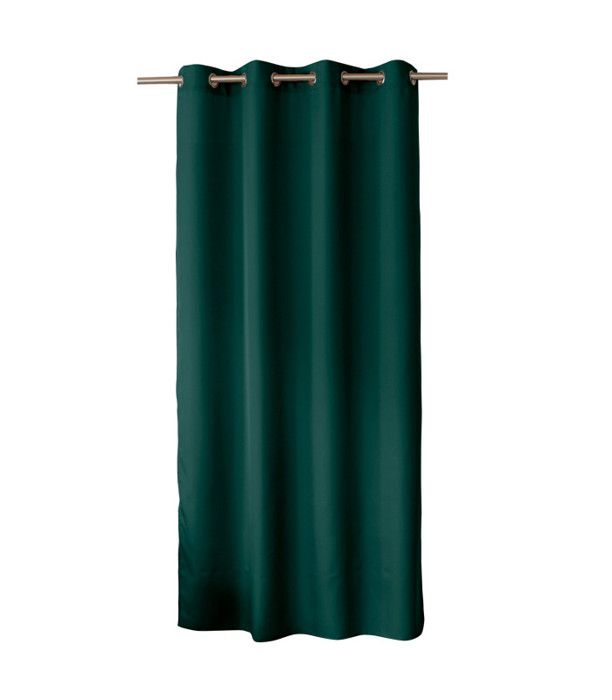 Rideau - CHABY - 140x240 Cm - 100% Polyester - Vert Foncé - Œillets Ronds