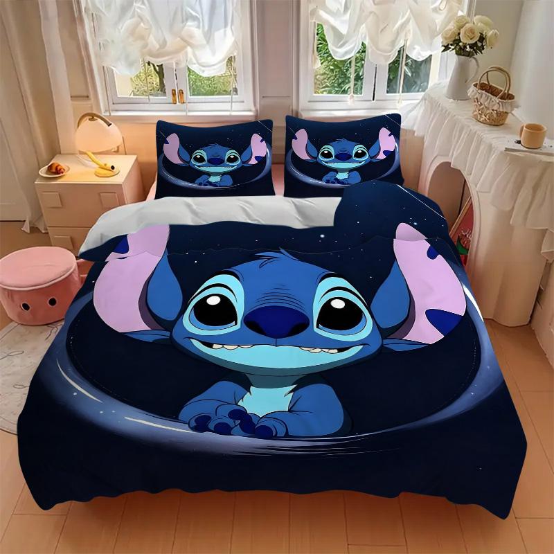 Stitch Space Adventure Print 3Pcs Bedding Setduvet Cover With 2 Bedropillowcase Home Birthday Gift