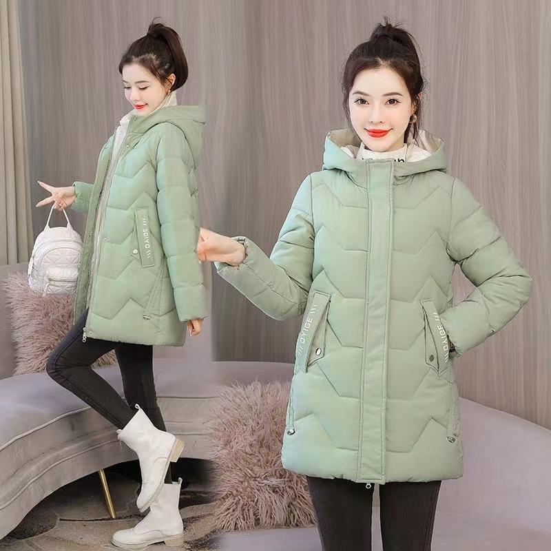 Зимняя одежда средней длины и длинная с хлопковой подкладкой женская новая высококачественная пуховая хлопковая куртка утолщенная и теплая женская куртка с капюшоном на хлопковой подкладке тренд