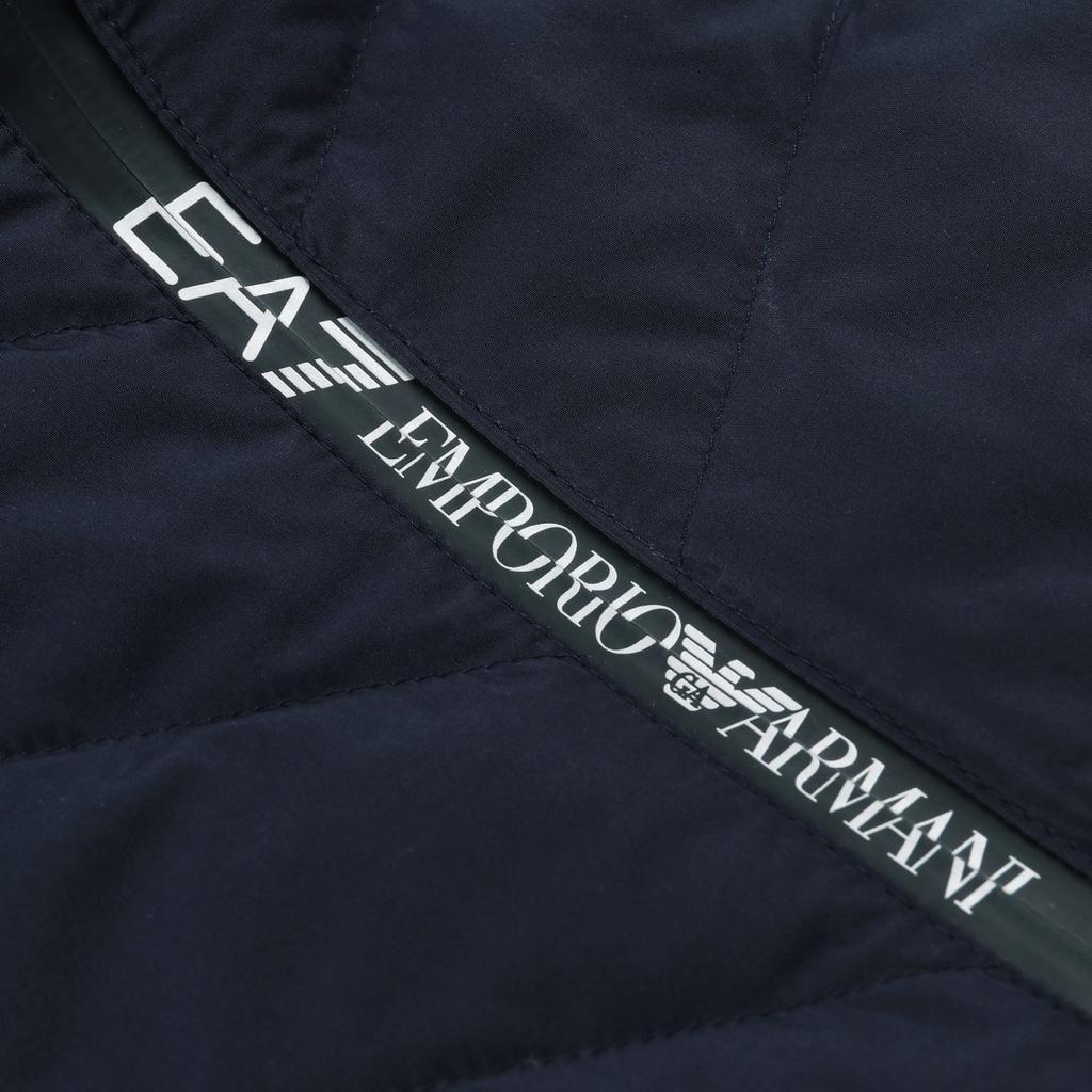 Emporio Armani EA7 Осень/Зима 24 Однотонная куртка-пуховик с воротником-стойкой, на молнии, с длинным рукавом, мужская верхняя одежда, Темно-синий 8NPB13-PNE1Z-24F-1562