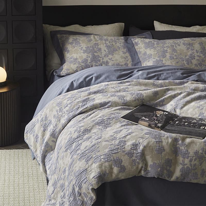 Retro Wabi-Sabi Pure Cotton Jacquard Four-Piece Bedding Set - Vintage High-End Feel Sheets & Duvet Covers