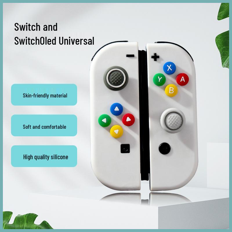 Силиконовая накладка на стик Nintendo Switch - Направленная накладка на стик и цветная наклейка на кнопки для Joy-Con