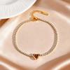 Elegant Heart Zircon Tennis Chain Bracelet for Women, Gold Color Stainless Steel Wristband Bracelet, Luxury Elegant Jewelry Gift