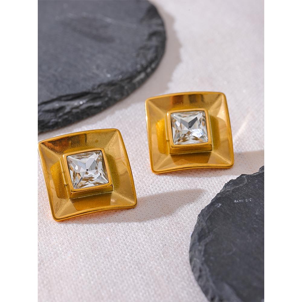 Eetit Нежные прозрачные кристаллы из нержавеющей стали, квадратные серьги-гвоздики, предотвращающие аллергию, модные модные повседневные ювелирные изделия, подарок