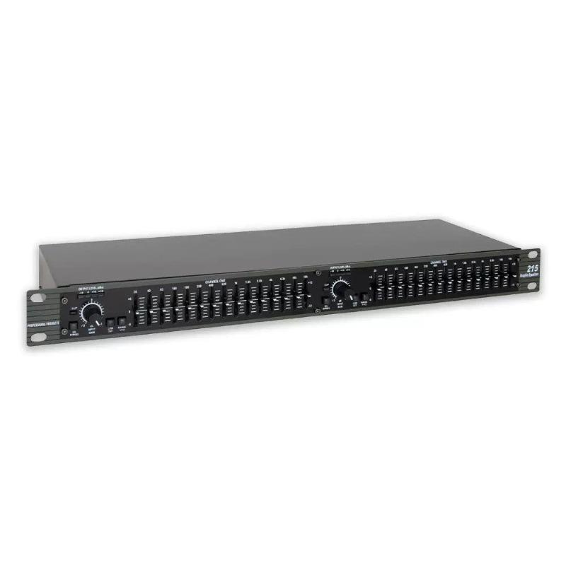 215 Professional Graphic Equalizer - 15-Band Dual Channel EQ with ±12dB Boost/Cut, 40Hz Low Cut, LED Meter for Stage PA System