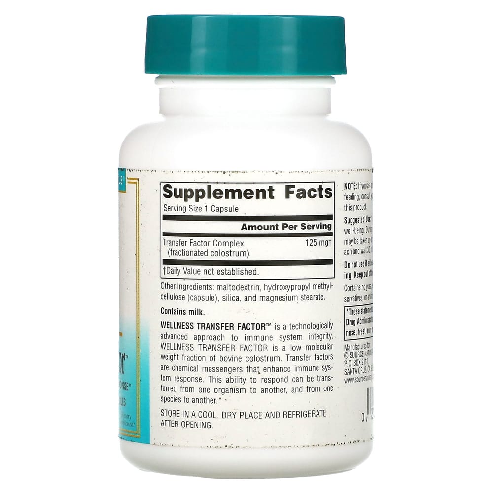 Source Naturals Wellness Transfer Factor 125mg Veggie Capsules, 60 Count