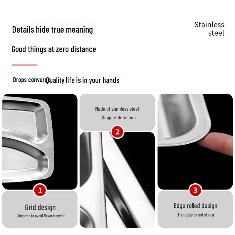 Jiwanggu 201 Нержавеющая сталь 5-секционная глубокая столовая тарелка