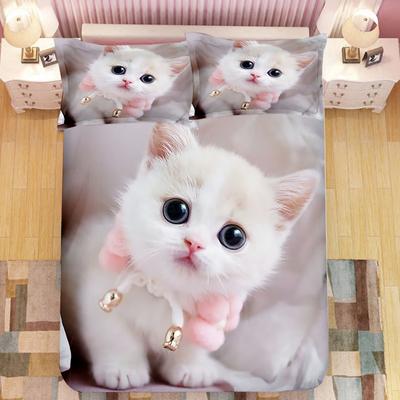 Супер милый комплект постельного белья для детей с котятами Kawaii Girl Quilt Cove King Queen Size Cat Animal 2/3 шт. полиэстеровый пододеяльник (Нет листа)