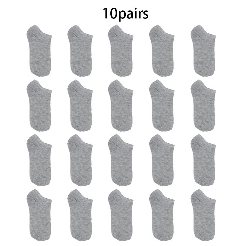 10pairs Men's Socks Low Cut Breathable Business Boat Sock Summer Solid Color Comfortable Ankle Casual Cotton White Black Socks