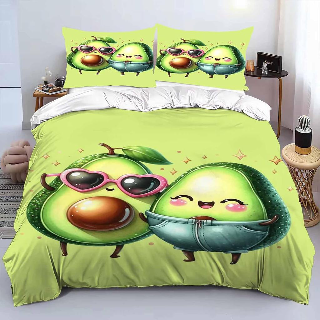 Постельный комплект «Авокадо», 3D-рисунок, мягкий микрофибровый комплект пододеяльника, фруктовое одеяло и наволочка 50 x 75 см на молнии