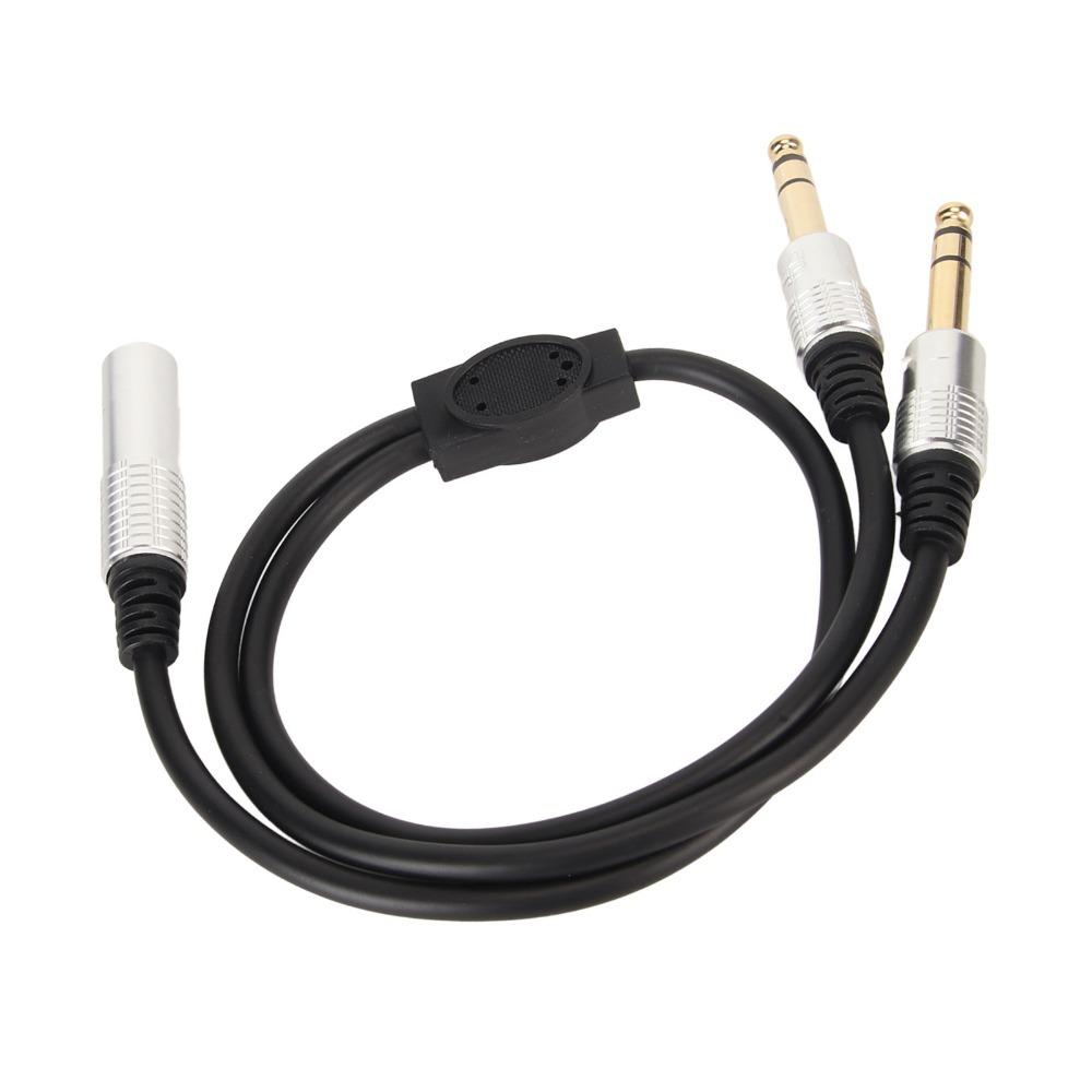 Plug and Play 6.35mm Female to 2 Male Cable 1.6ft 1/4 Inch Audio Splitter Speaker Use