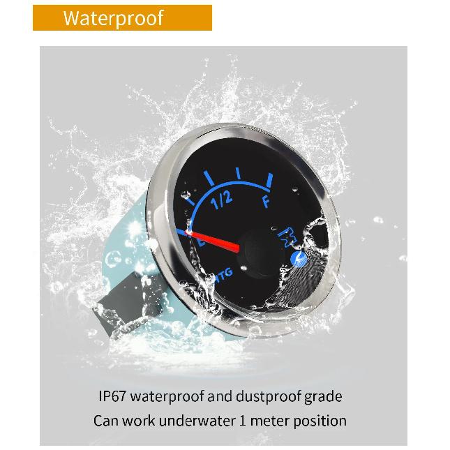 ELING 52mm Pointer Holding Tank Level Gauge Meter 0-190ohm 240-33ohm with 8 Colors Backlight and Alarm for RV Yacht Van