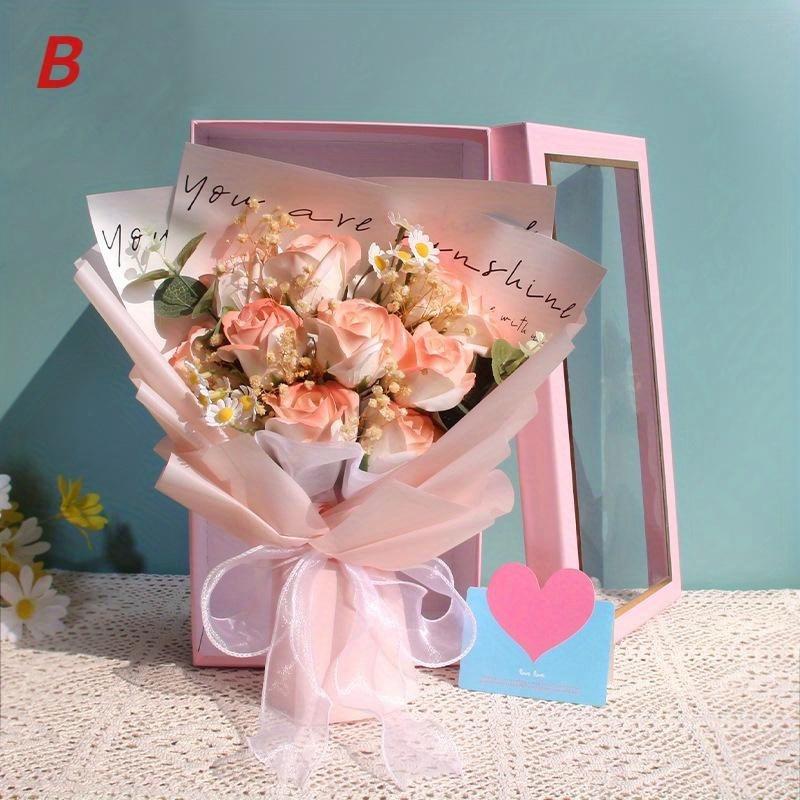 Букет из мыльных роз Искусственные свадебные цветы Подарок на День матери Букет на выпускной с упаковочным пакетом Подарок на День святого Валентина LS