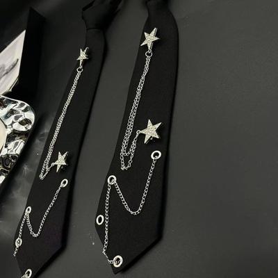 Галстук в стиле панк с цепочкой и звездой для JK Fashion Accessory. Удобный галстук для различных случаев, подходит для взрослых и студентов, а также для школьной формы.