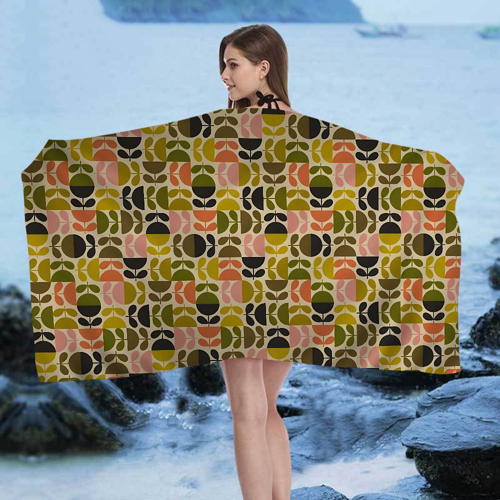 Orla Kiely Leaf Flower Big Microfiber Beach Towels Quick Dry Towel Sand Beach Towels Pool Towel for Travel Swim Pool Yoga