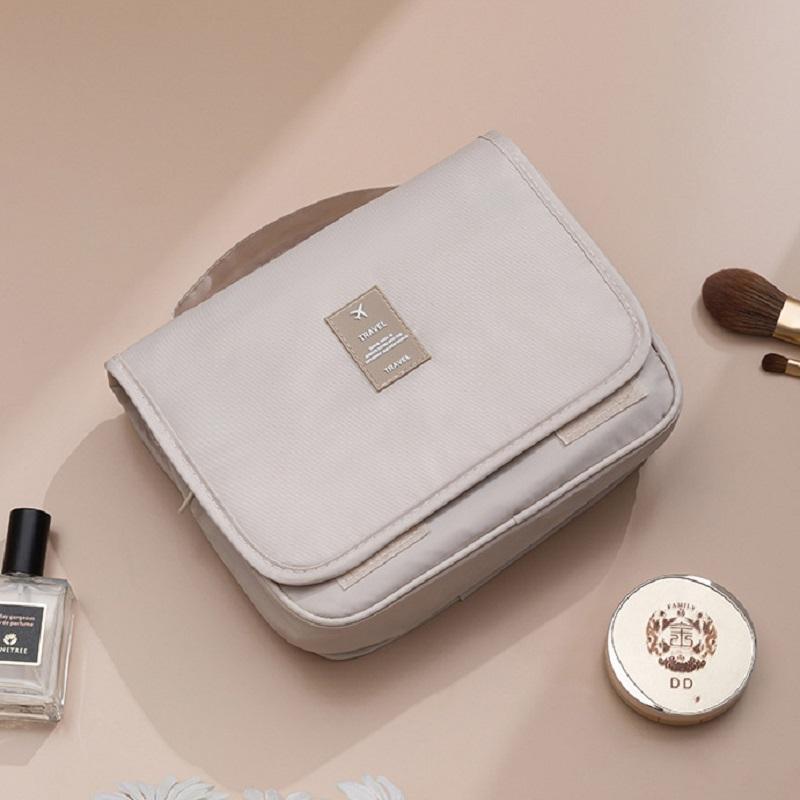 Travel Hanging Makeup Bag Large Capacity Portable Hand-held Storage Wash Bag with Simple Hook for Cosmetic Organization