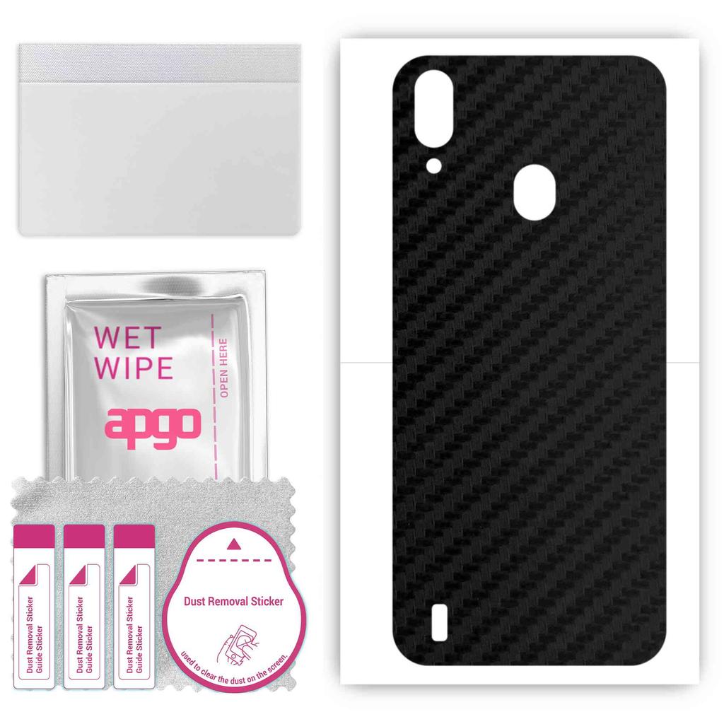 apgo Protective Skin Sticker for the Back Compatible with Blackview A60 Pro, Wrap Film, Foil, Vinyl - Pattern Carbon Black