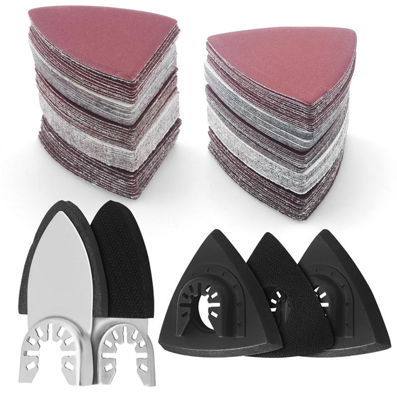 New!135Pcs Oscillating Tool Sanding Pads Kit Triangle Sandpaper Finger Sanding Pads Finger Sandpaper