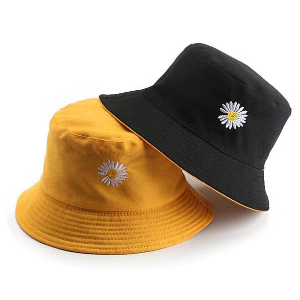 Spring Summer Portable Daisies Foldable Bucket Hat Sun Hat Beach Cap Fisherman Cap