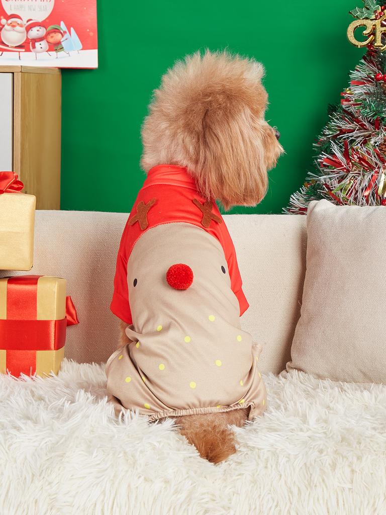 Dog Elk COS Jumpsuit Soft Warm Dog Clothes Dog Pajamas Costumes for Small Medium Puppy Dog Cat Apparel Christmas Cosplay Par