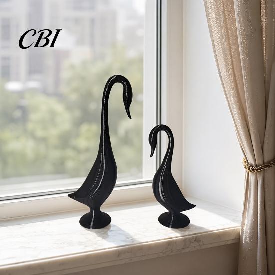 Creative Home Accent 2Pcs 3D Printed Swan Figurine, Artistic Sculpture with Stable Base, Decorative Showcase Decoration Double Ornaments, Minimalist