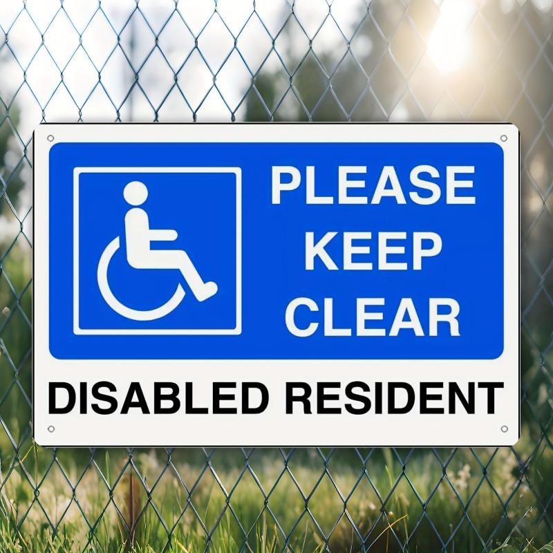 Tin Sign Vintage Durable Metal Plaque Wall Decor Home Office Bar Man Cave Disabled Resident Keep Clear Reminder Wall Art