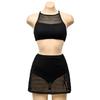 Premium sense pure desire style sexy hollow mesh see-through skirt split bikini swimsuit female Spice Girls vacation swimsuit