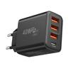Быстрое зарядное устройство на 4 устройства: 3 порта USB-A, 1 порт USB-C, выходная мощность 40 Вт для телефонов, планшетов, ноутбуков
