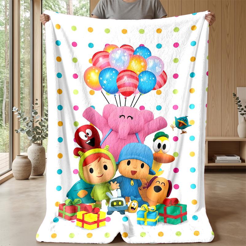 Pocoyó cartoon Cozy Flannel Blanket, Comfortable Warm Throw Blanket for Bedroom Sofa Home Use