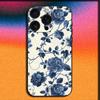 Сине-белый фарфоровый чехол для телефона iPhone 16,15,14,13,12,11,Pro,XS,Max,XR,Plus,E,Mini Мягкий черный чехол