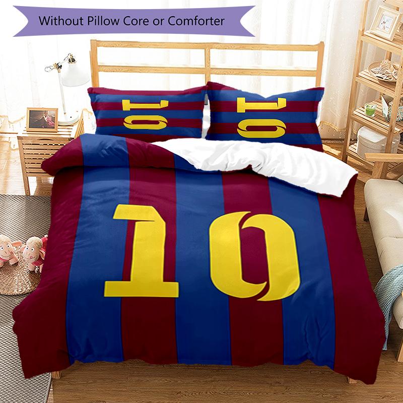 3pcs Football digital jersey theme pattern bedding set duvet cover set includes duvet cover &pillowcases, perfect all season bedroom decoration & gift