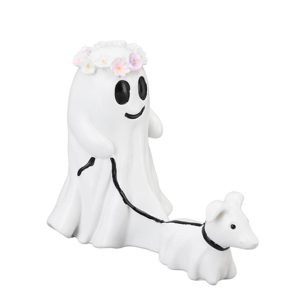 Ghost Walking Dog Statue Spooky Ghost Dog Figurine for Home Tabletop Decoration Indoor Outdoor Garden Resin