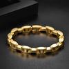 Customizable Oval Link Chain Stainless Steel Bracelet for Men Personalized Luxury Style Cubic Zirconia Inlaid Mens Wrist Jewelry