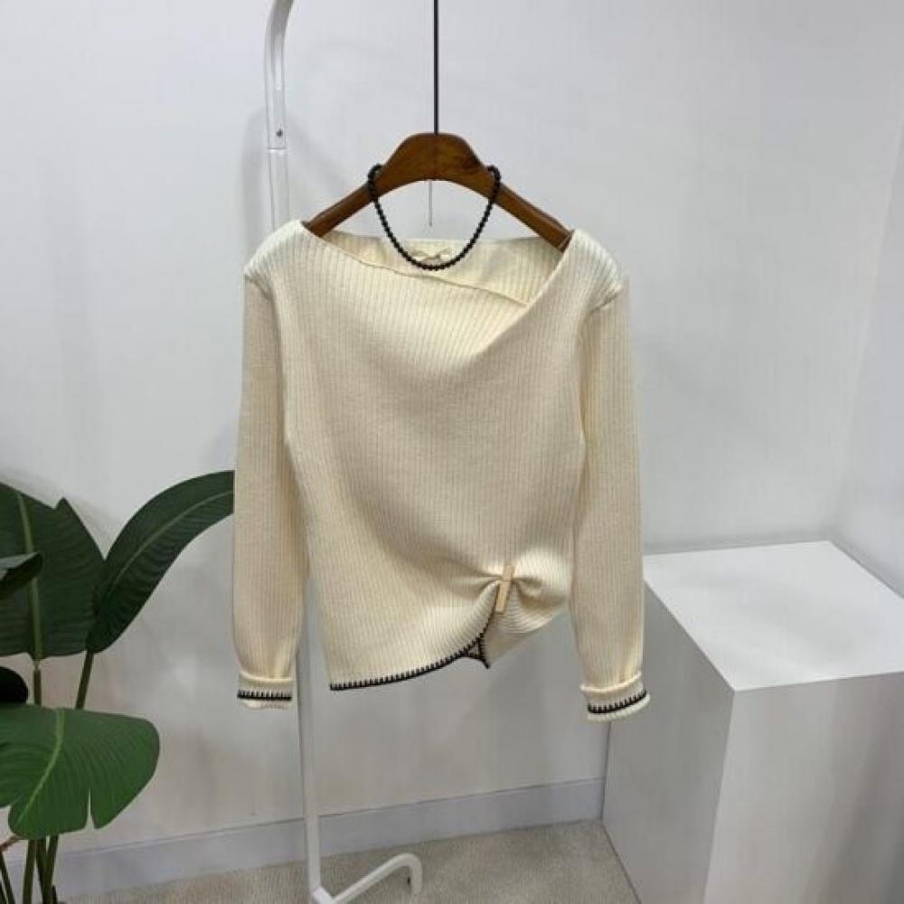 C S In The Room Off Shoulder Ribbed twiSt StitCh Knit 4Color