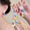Silver Needle Colored Flower Fringed Earrings Fashionable Small Fresh Stud Earrings High Sense Spring and Summer Sweet Atmosphere Earrings Women