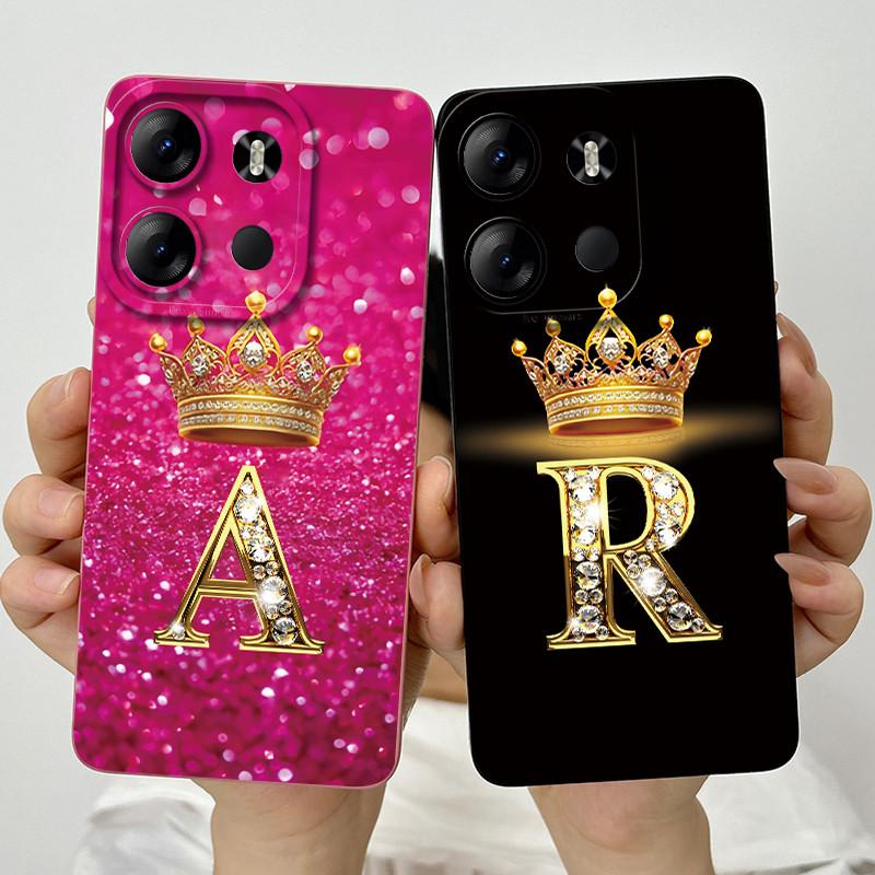 Для Tecno Pop 7 Pro Pop7 BF6 BF7 Чехол для телефона Корона Буква Задняя крышка Мягкий Жидкий силикон Fundas Для Tecno Spark GO 2023 Бампер
