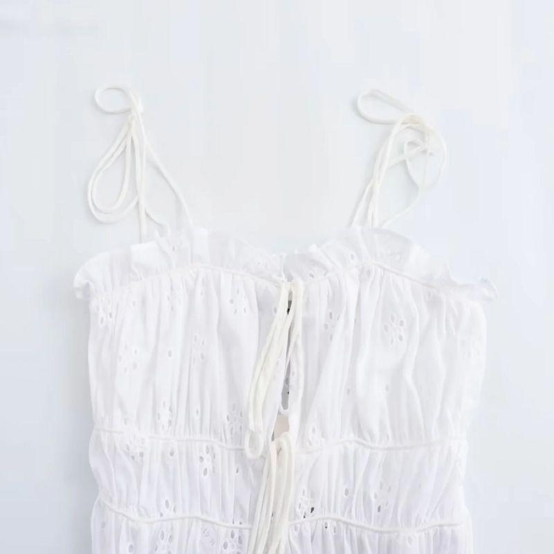 Fashion Style Summer New Women's Sling Easiest for Match Bowknot Decoration Cut Out Embroider Tops 3456361 250