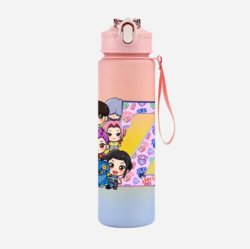 26 English Letter K-Pop Demon Hunters Printed 750Ml Water Bottle Large Capacity Drinking Cup Portable Children Outdoor Sports Water Cup