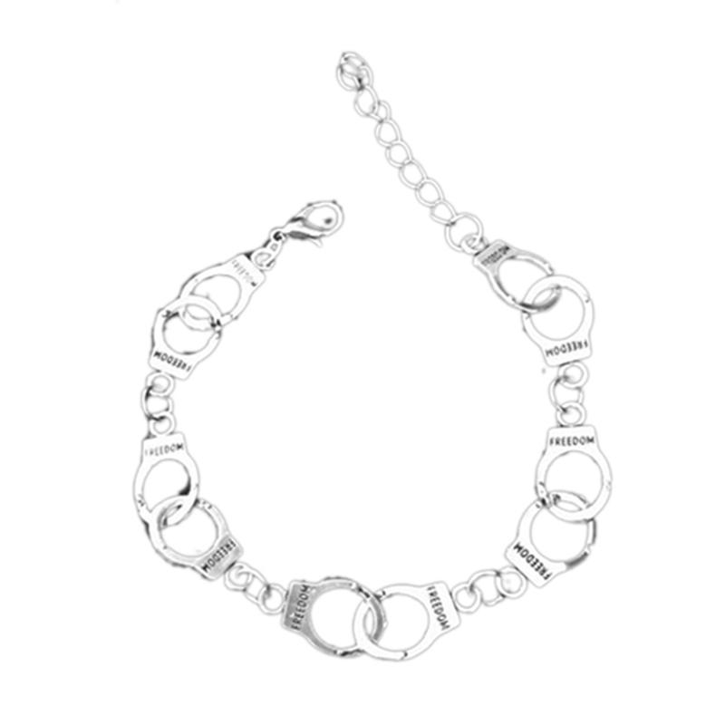 Punk Freedom Handcuffs Bracelet Lover Couple Chain Bangle Jewelry Gift