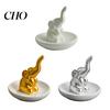 Smooth Glaze Jewelry Box Storage Tray, with Upturned Nose Elephant Design, Ring And Earring Holder Waterproof Compact Organizer for Rings Earrings