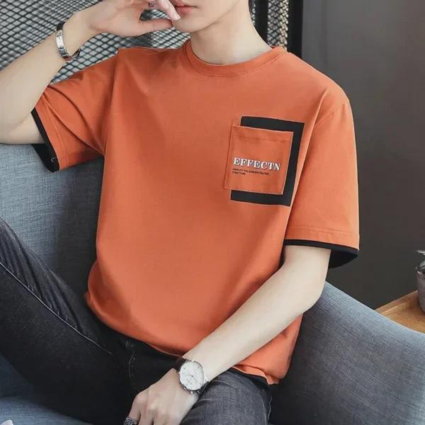 Новая мужская футболка свободного кроя с коротким рукавом Ice Silk со стальным принтом — тренд весны/лета